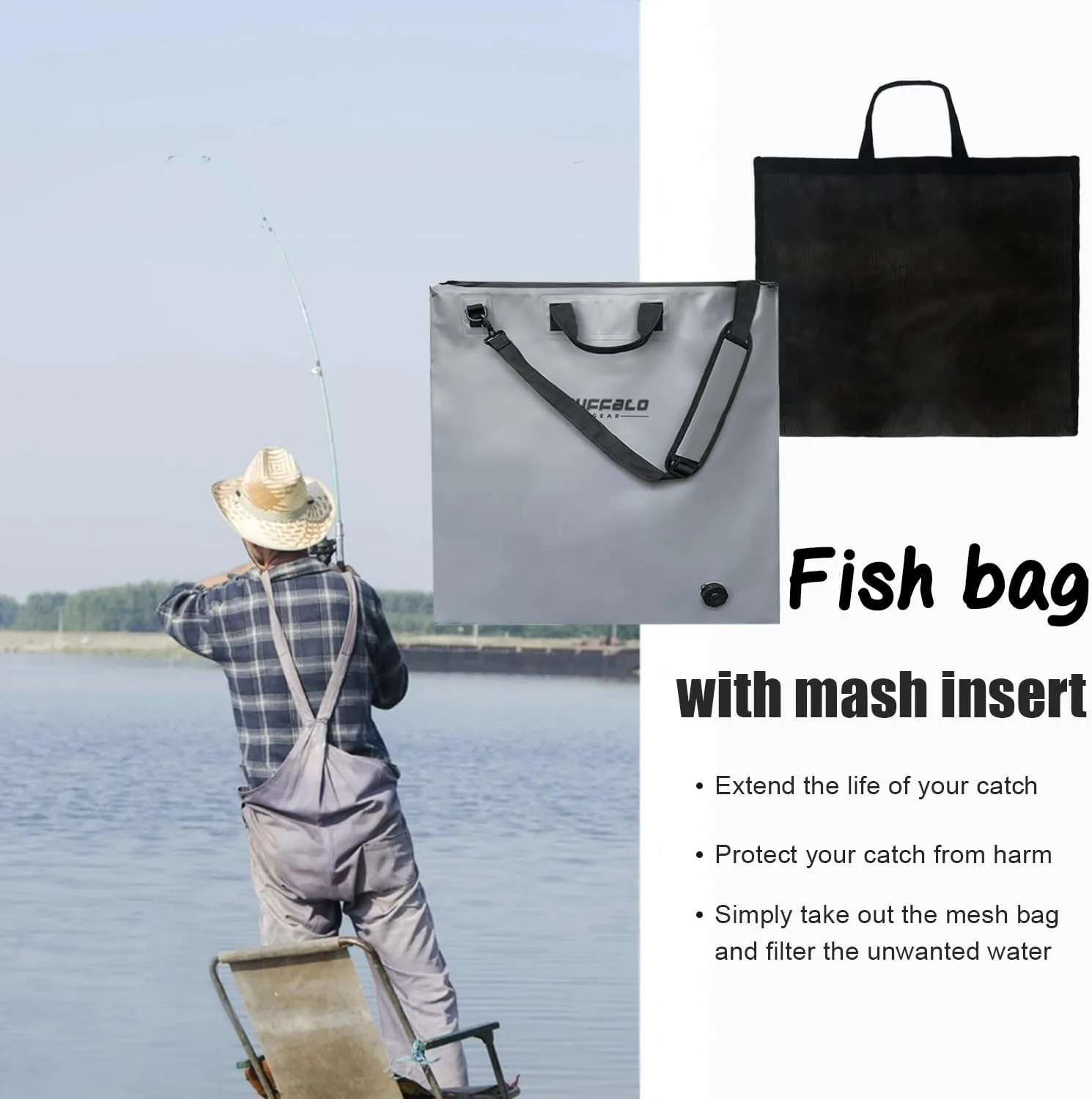 25'' Fish Tournament Weigh in Bag with Separate Mesh Insert