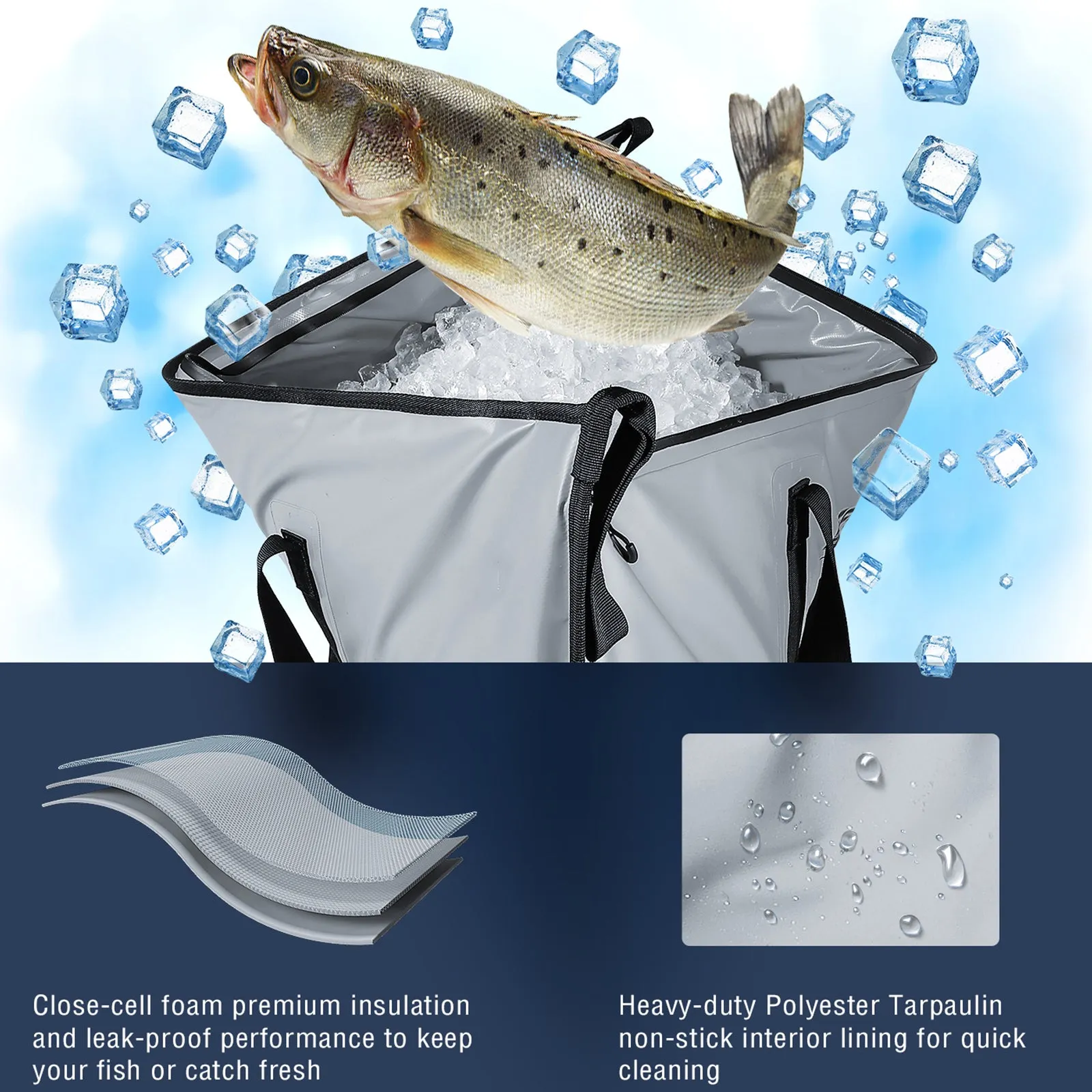 48x18'' Leakproof Fish Cooler Bag With Waterproof Zipper