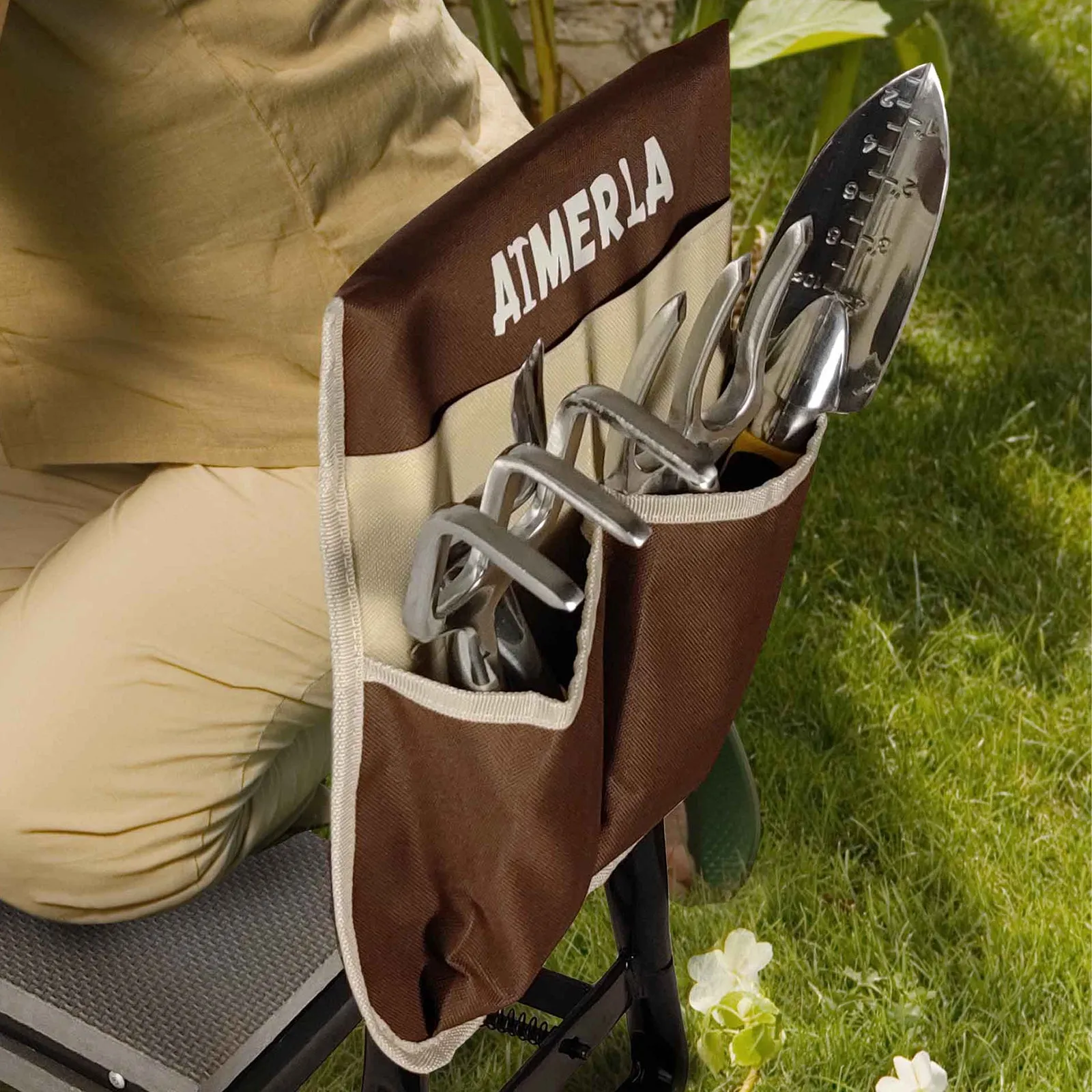 Aimerla Garden Tool Pouch For Garden Kneeler - Brown