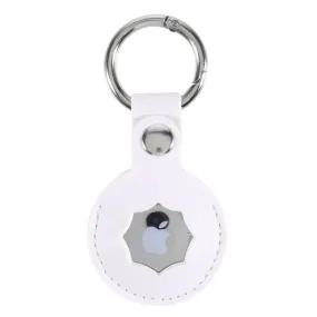 AirTags octagon design leather cover with keyring - White