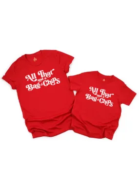 All That and a Bag of Chips Matching Mommy and Me 90s Shirts - Red