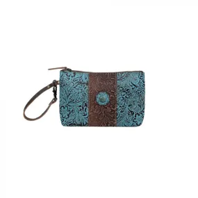 Aqua Wristlet Leather & Hairon Bag