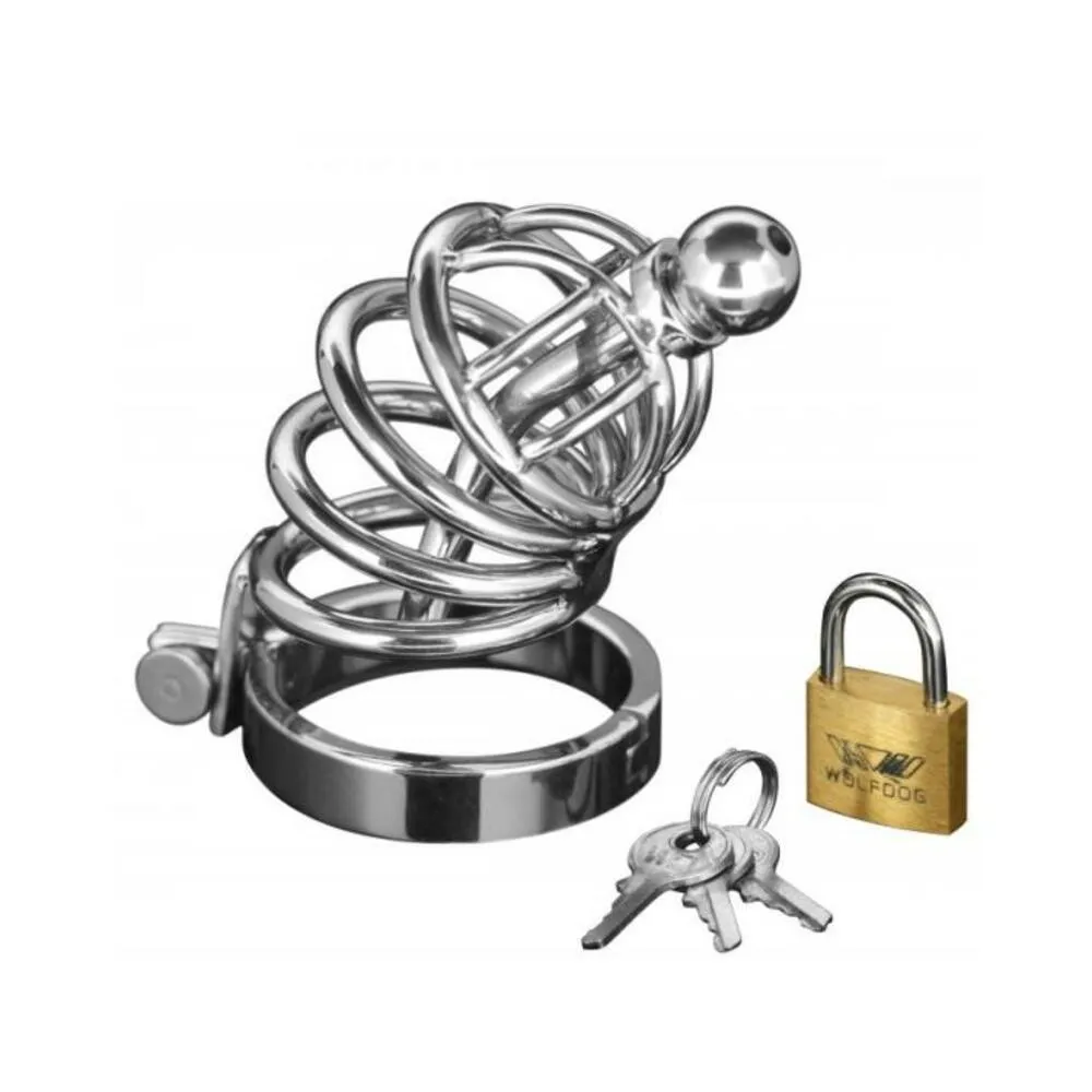 Asylum 4 Ring Chastity Cage Urethral Plug S/M