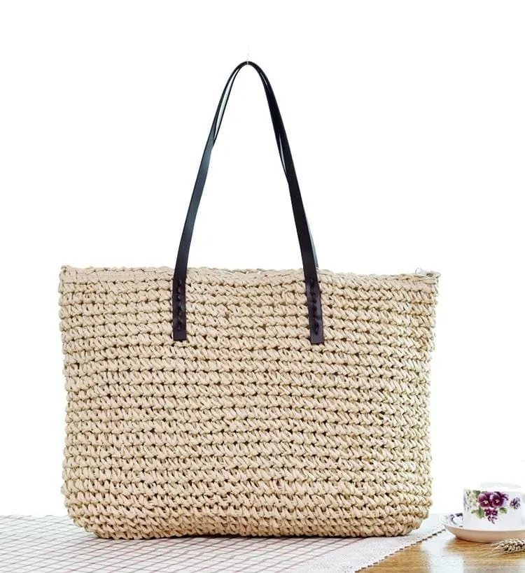 Beige Handmade Summer Beach Bag