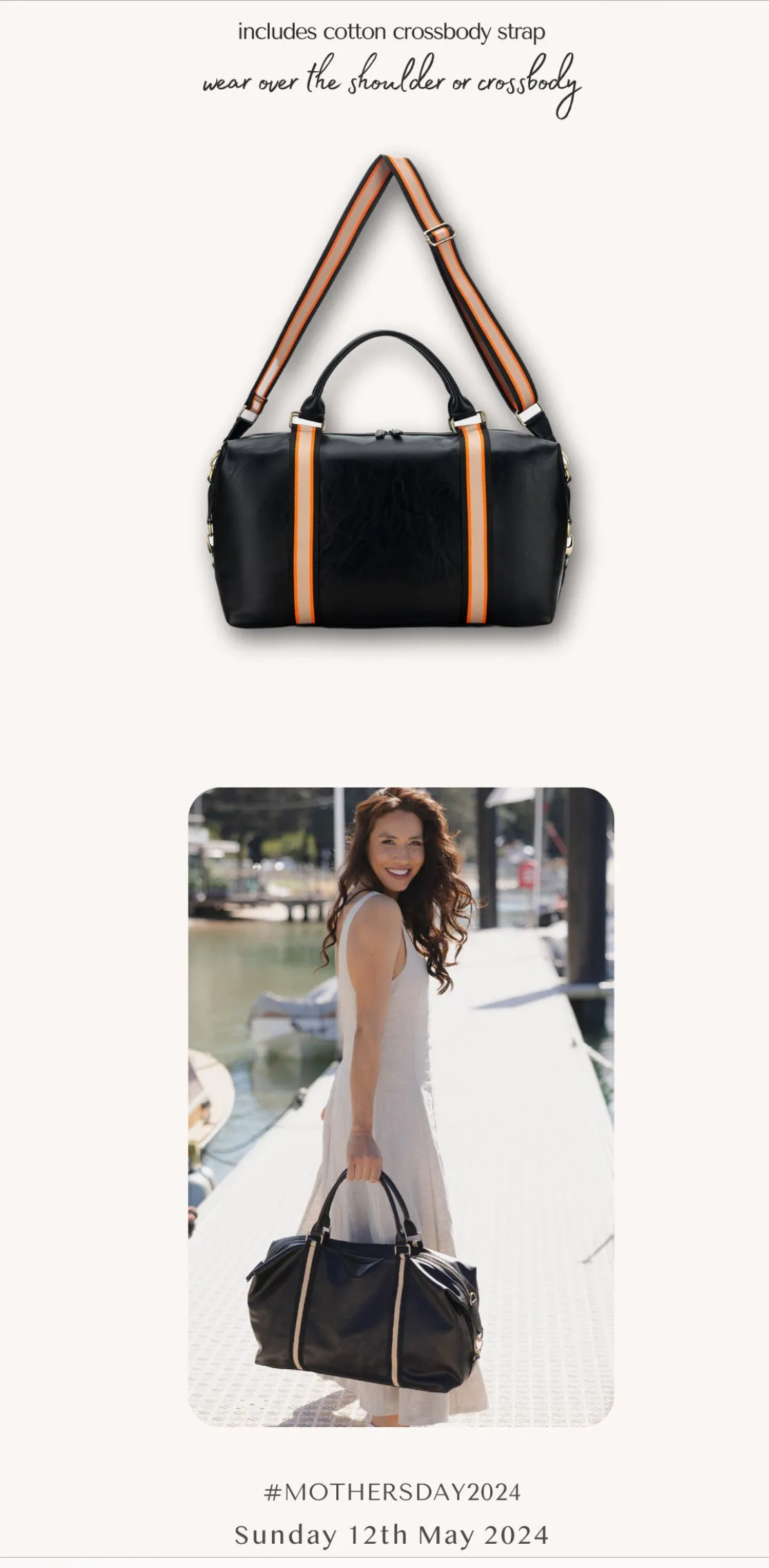 Black Caviar Designs Travel Bag - Everest Black & orange Stripe