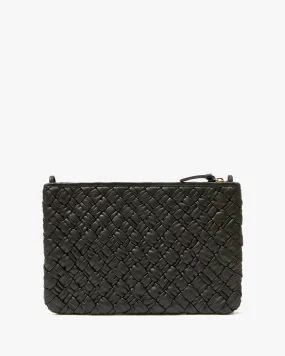 Black Puffy Woven Flat Clutch