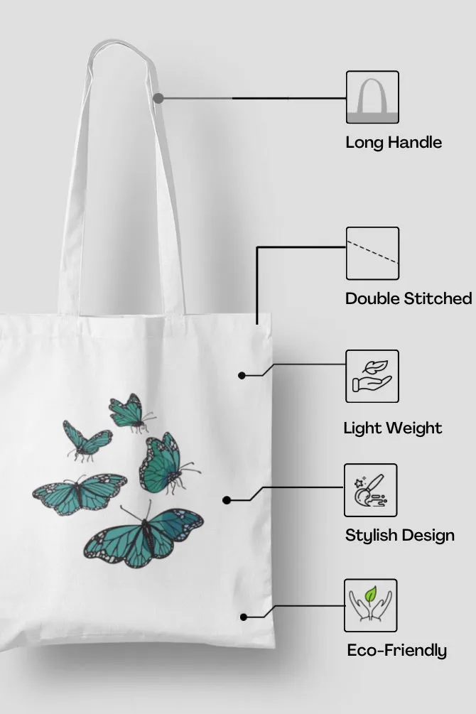 Blue Butterflies Flying Zipper Tote Bag