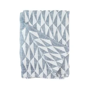 Blue Triangles Linen Blanket