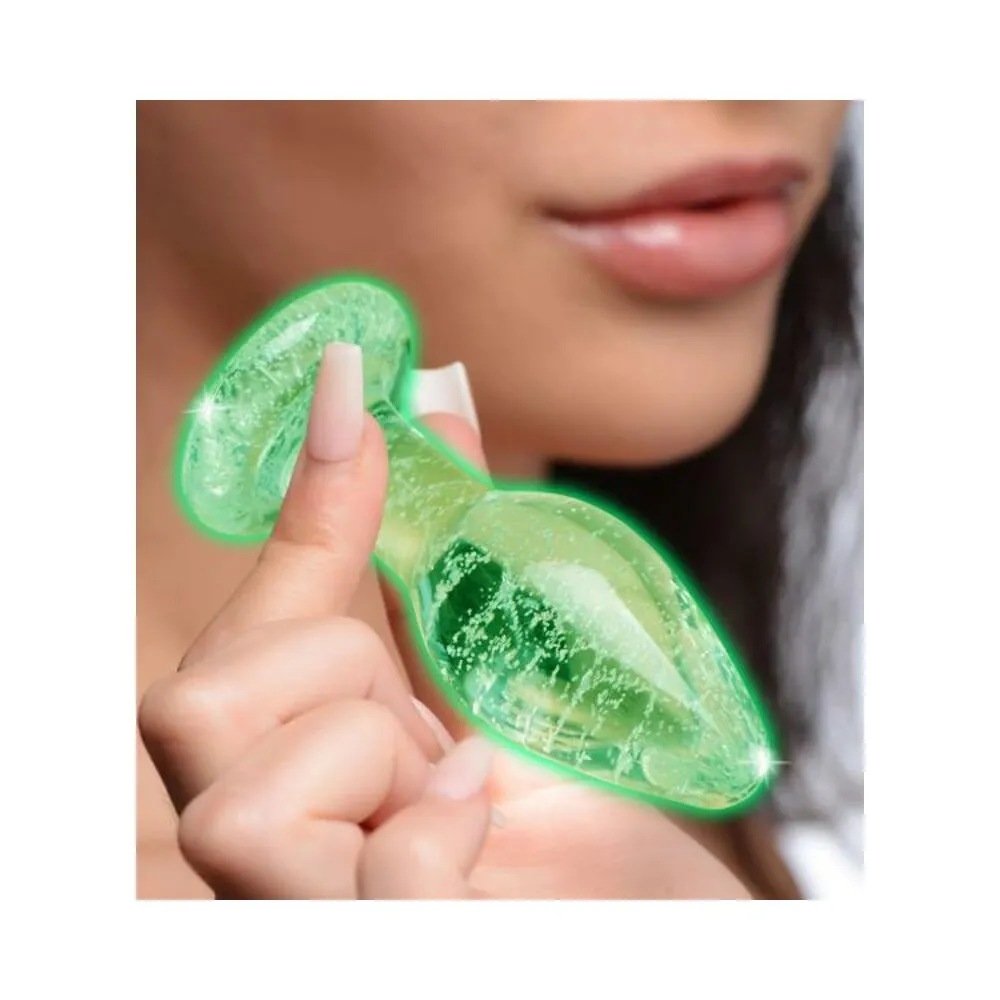 BOOTY SPARKS GLOW-IN-THE-DARK GLASS ANAL PLUG MEDIUM