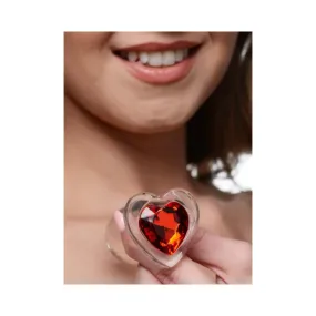 Booty Sparks Red Heart Gem Glass Anal Plug - Medium