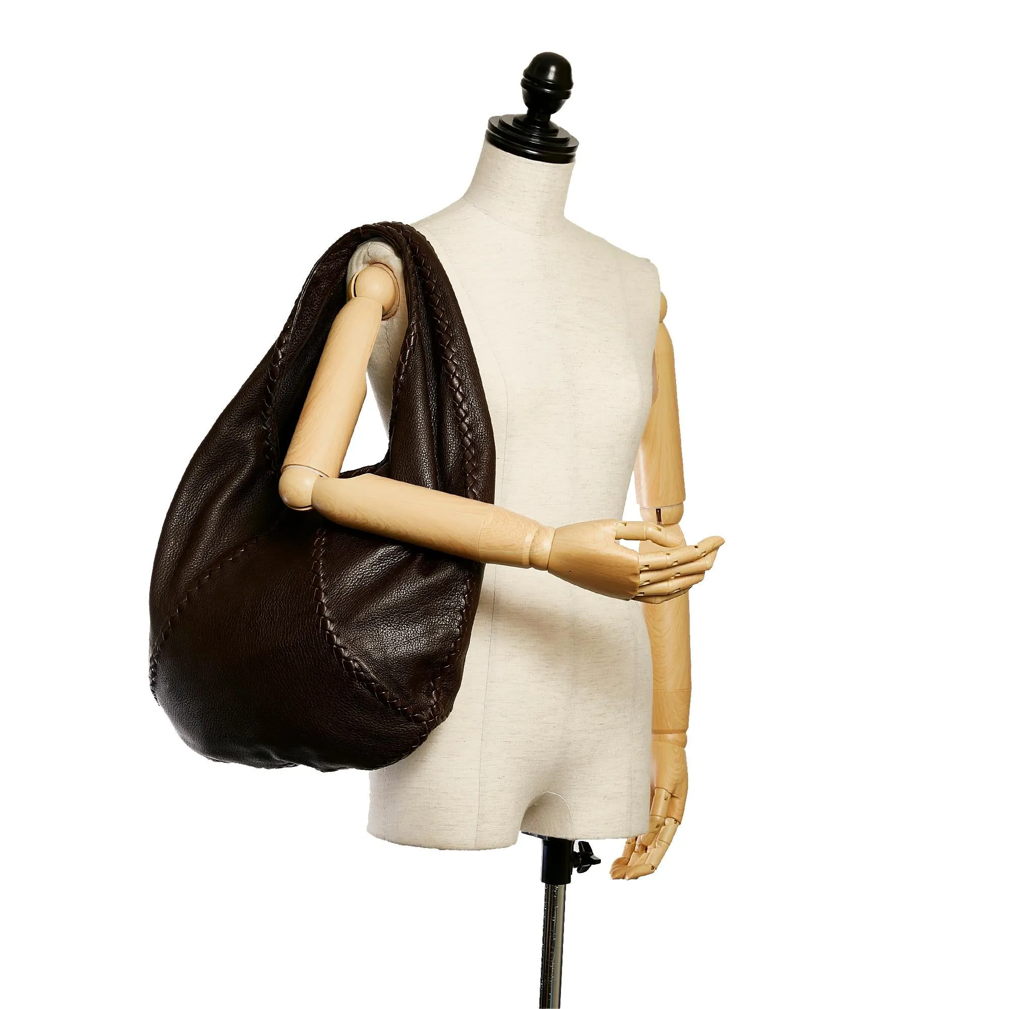 Bottega Veneta Baseball Leather Hobo Bag (SHG-32401)