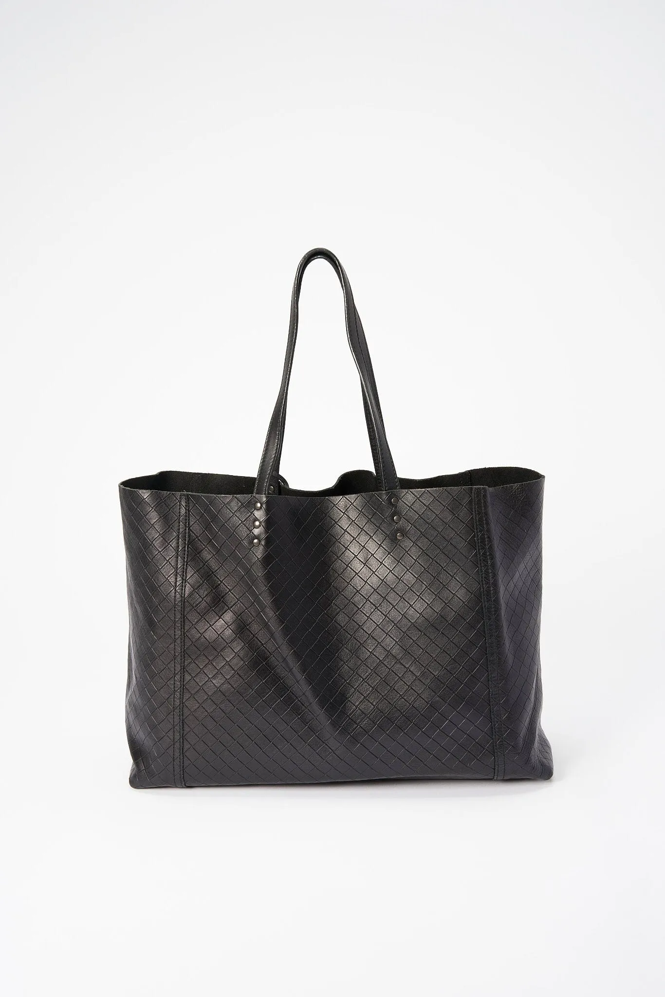 Bottega Veneta Black Leather Tote Bag with Butterfly Charm