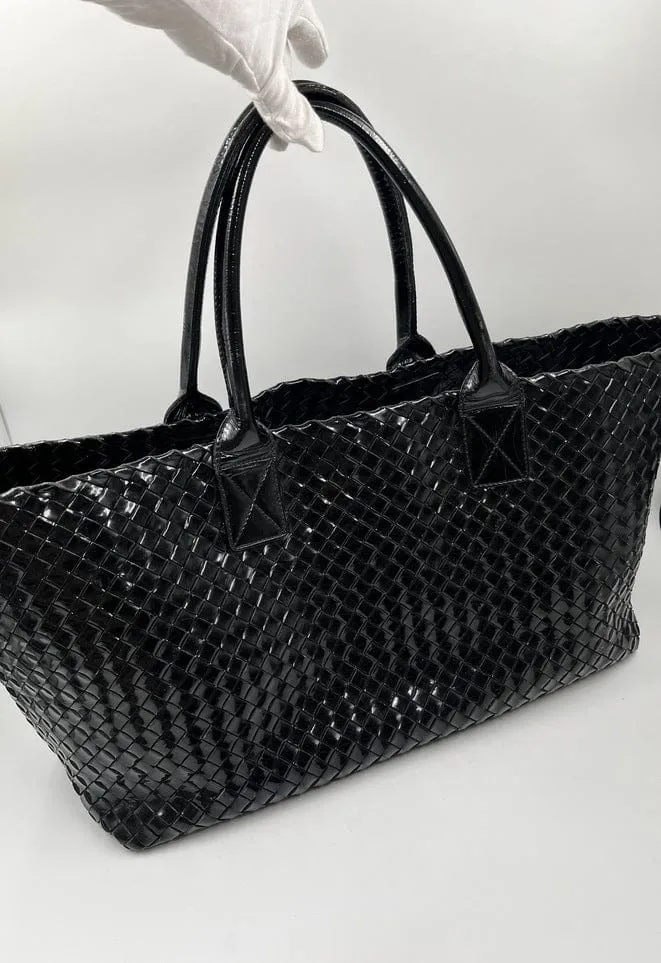 Bottega Veneta Intrecciato Patent Leather Tote