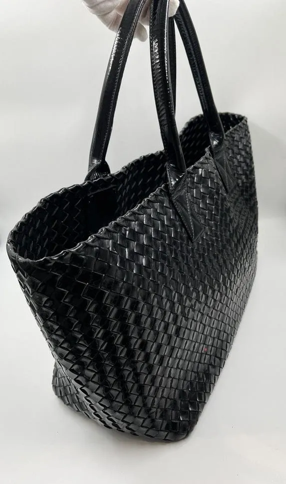 Bottega Veneta Intrecciato Patent Leather Tote