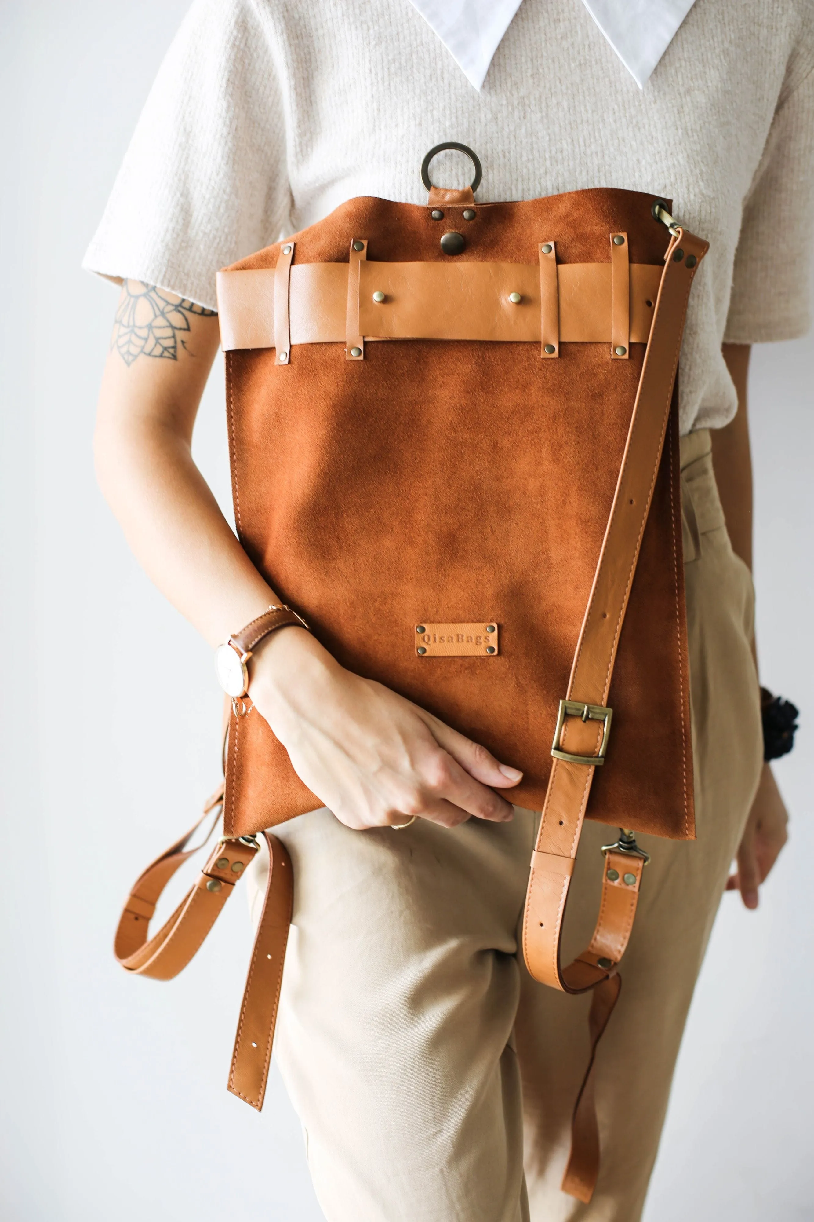 Brown Suede Backpack