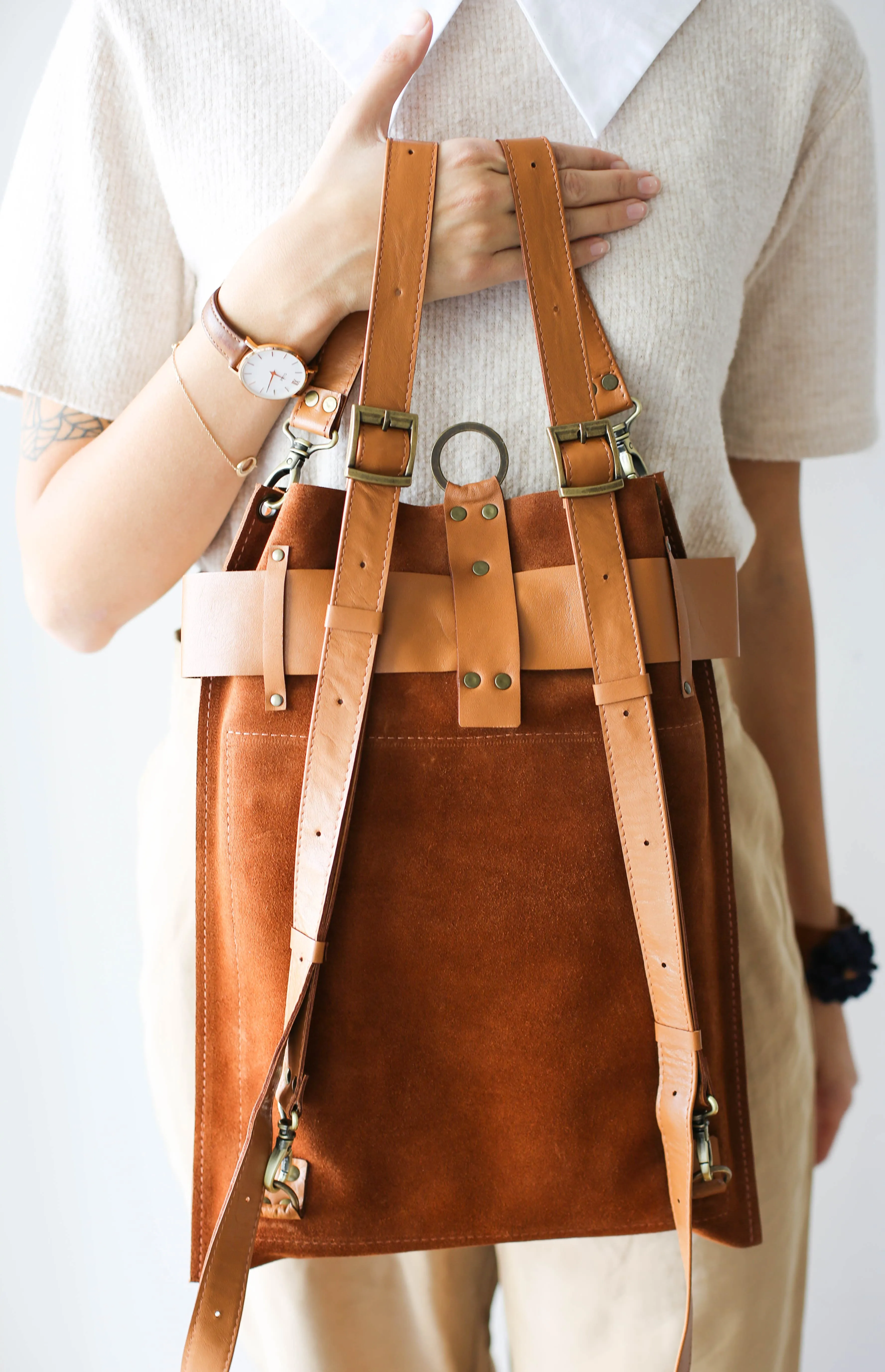 Brown Suede Backpack