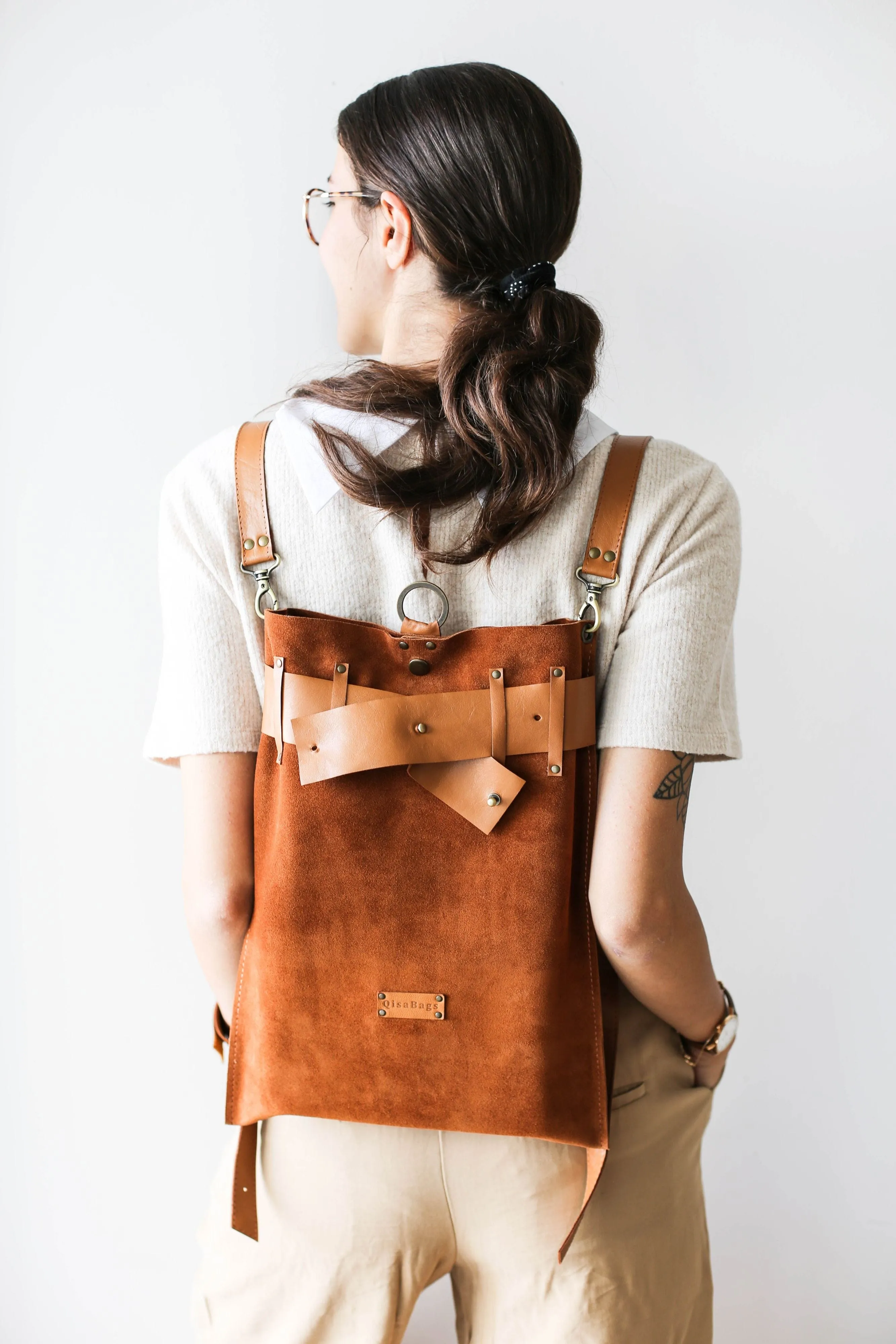 Brown Suede Backpack