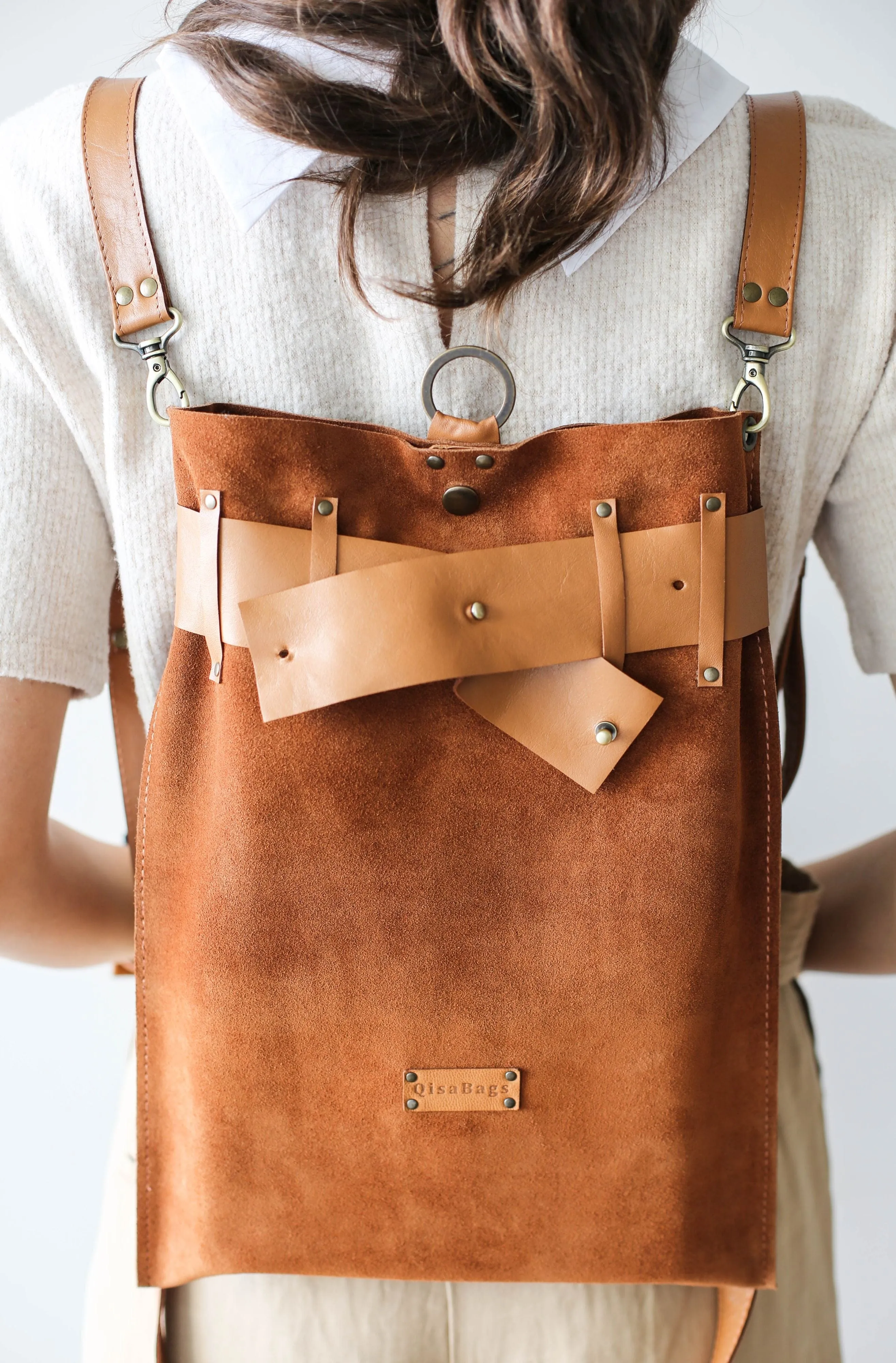 Brown Suede Backpack