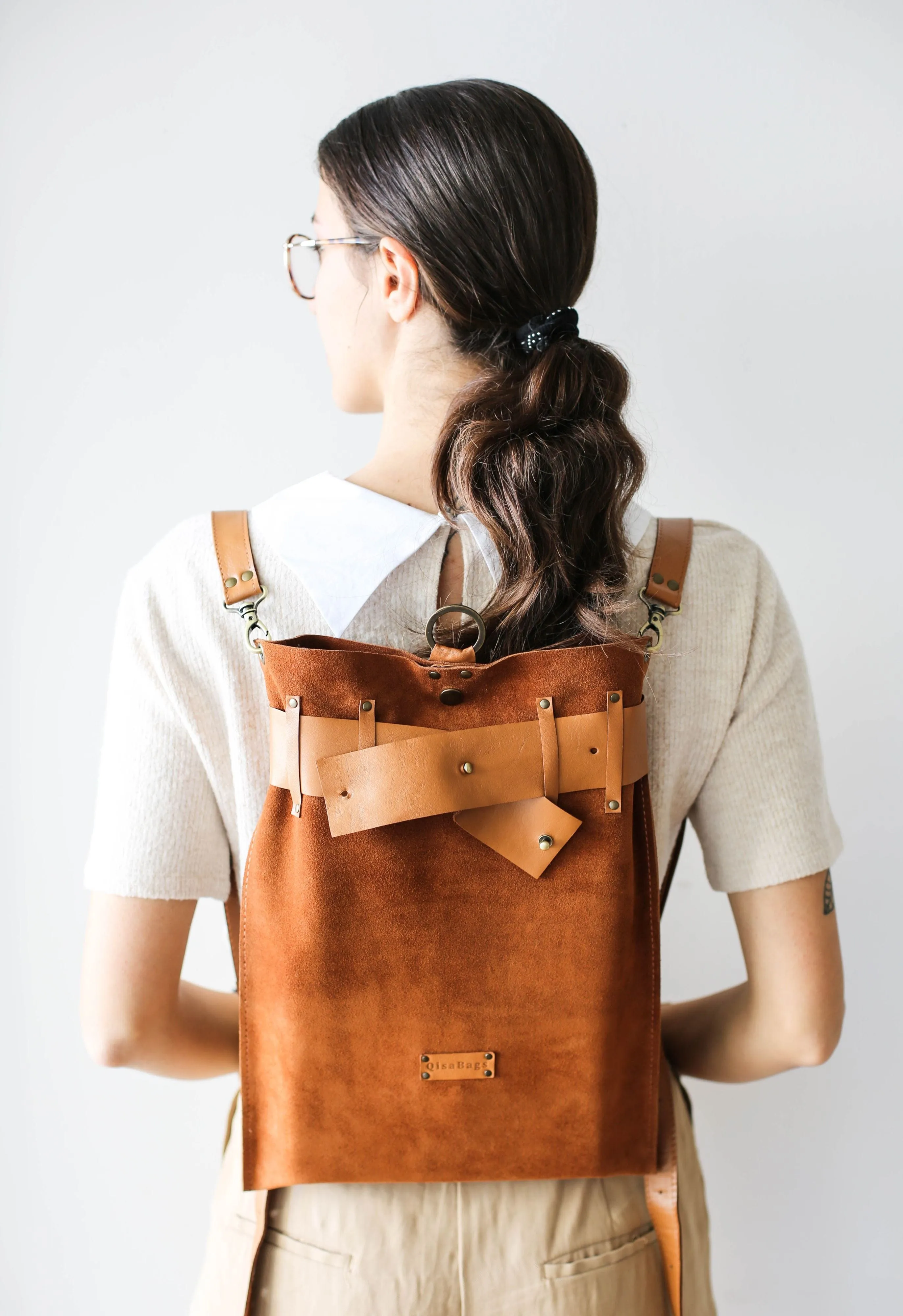 Brown Suede Backpack