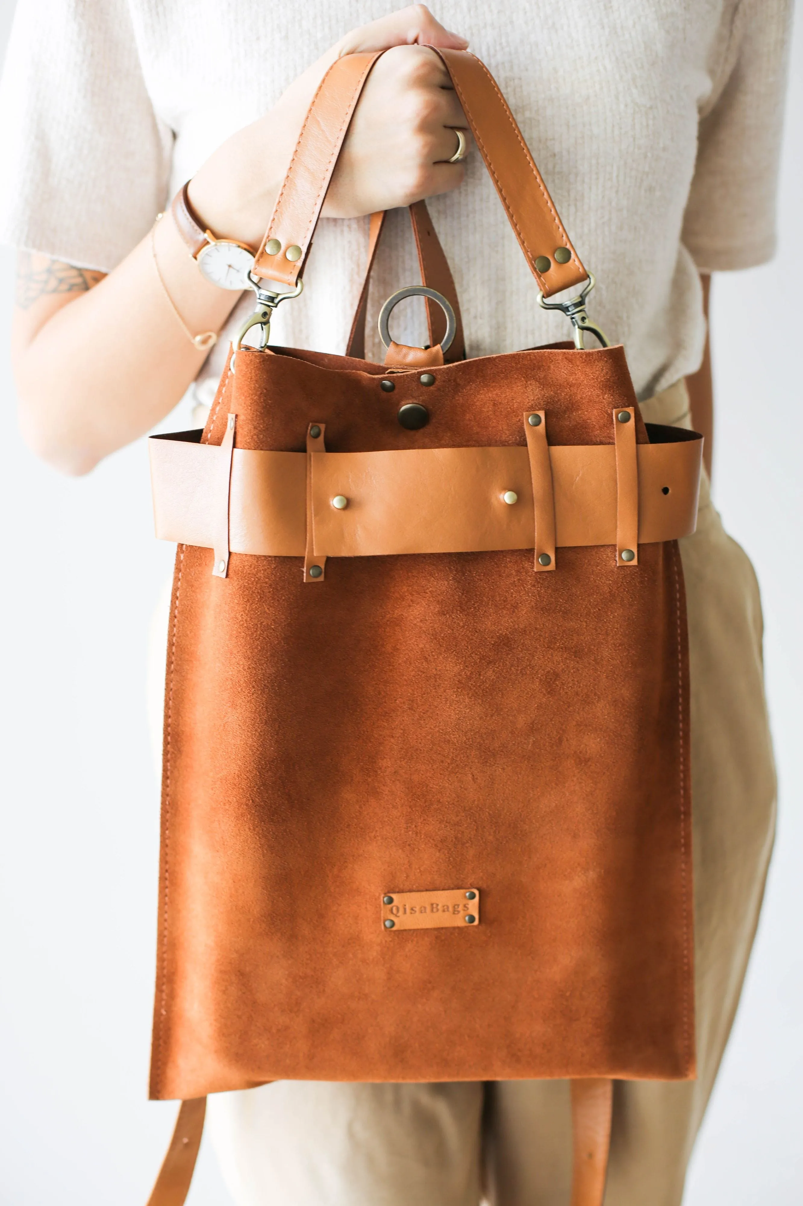 Brown Suede Backpack