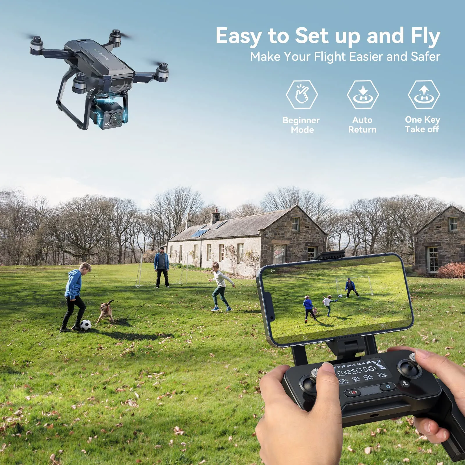 Bwine F7 GPS Drones with Camera for Adults 4K Night Vision, 3-Aix Gimbal, 2Mile Long Range, 75Mins Flight Time Professional Drone with 3 Battery, Auto Return Follow Me Fly Around Beginner Mode for Kid