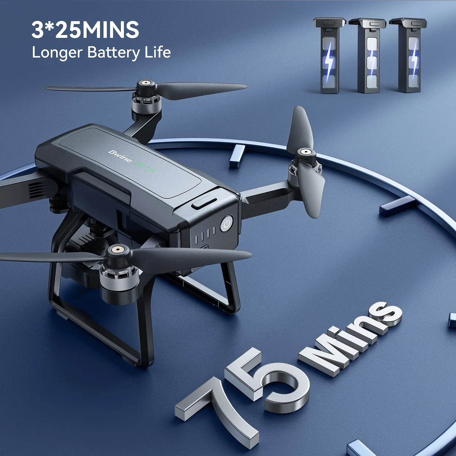 Bwine F7 GPS Drones with Camera for Adults 4K Night Vision, 3-Aix Gimbal, 2Mile Long Range, 75Mins Flight Time Professional Drone with 3 Battery, Auto Return Follow Me Fly Around Beginner Mode for Kid