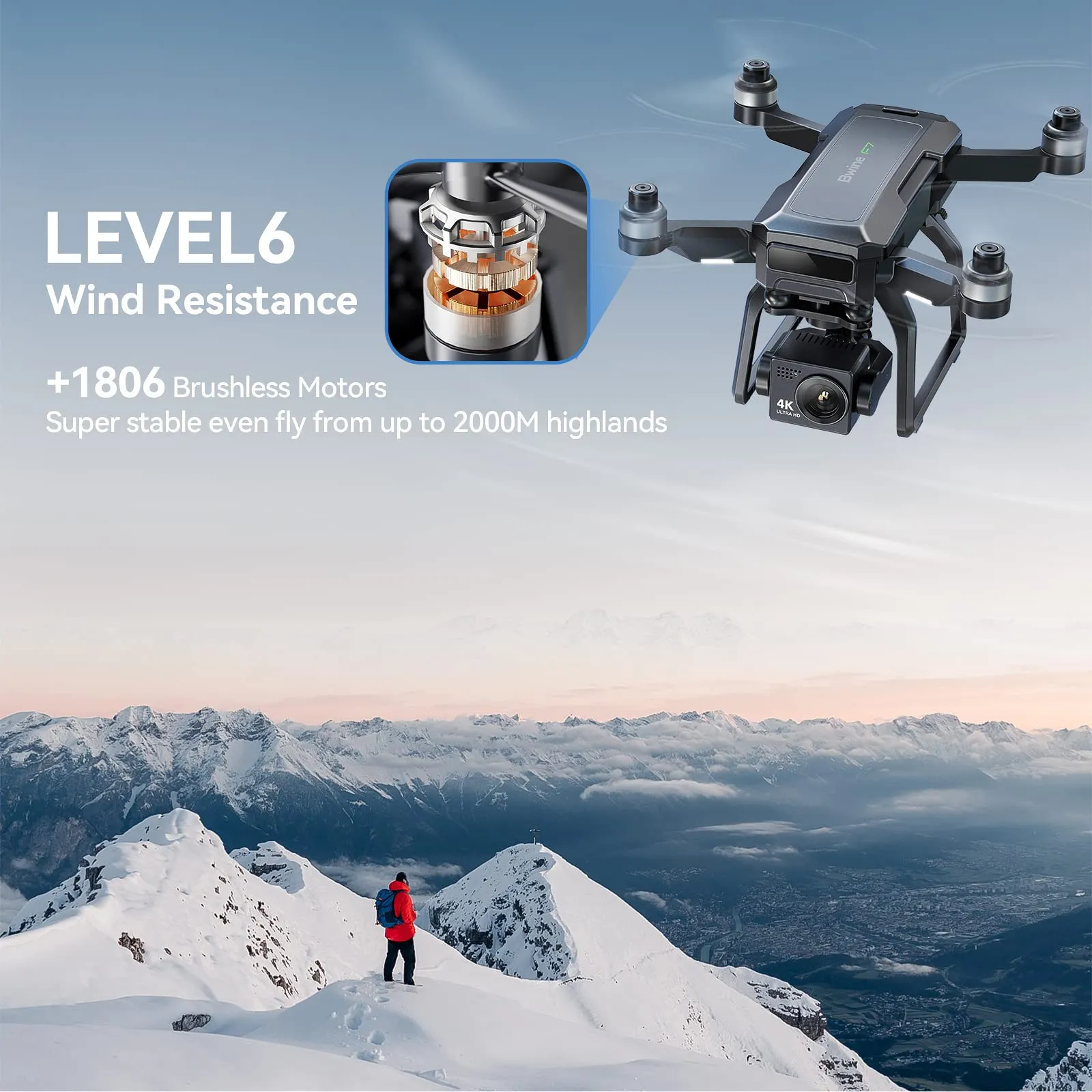 Bwine F7 GPS Drones with Camera for Adults 4K Night Vision, 3-Aix Gimbal, 2Mile Long Range, 75Mins Flight Time Professional Drone with 3 Battery, Auto Return Follow Me Fly Around Beginner Mode for Kid