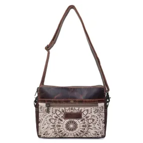 Canvas & Leather Women Crossbody Bag - Linen/Rose Ebony