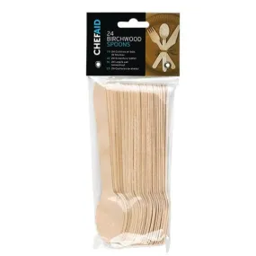 Chef Aid Birchwood Wooden Cutlery Spoons - Pack of 24