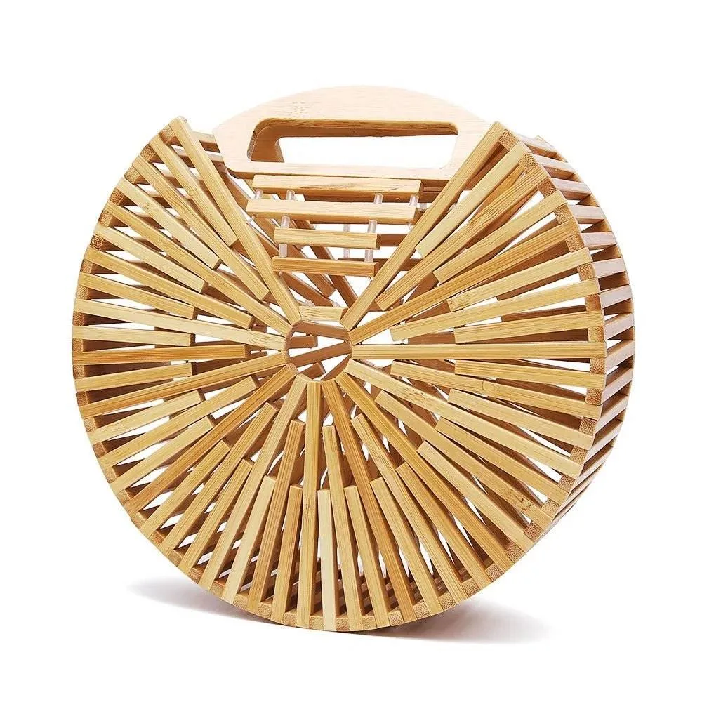 Chic Bamboo Summer Beach Bag - Handcrafted Circular Designer Tote