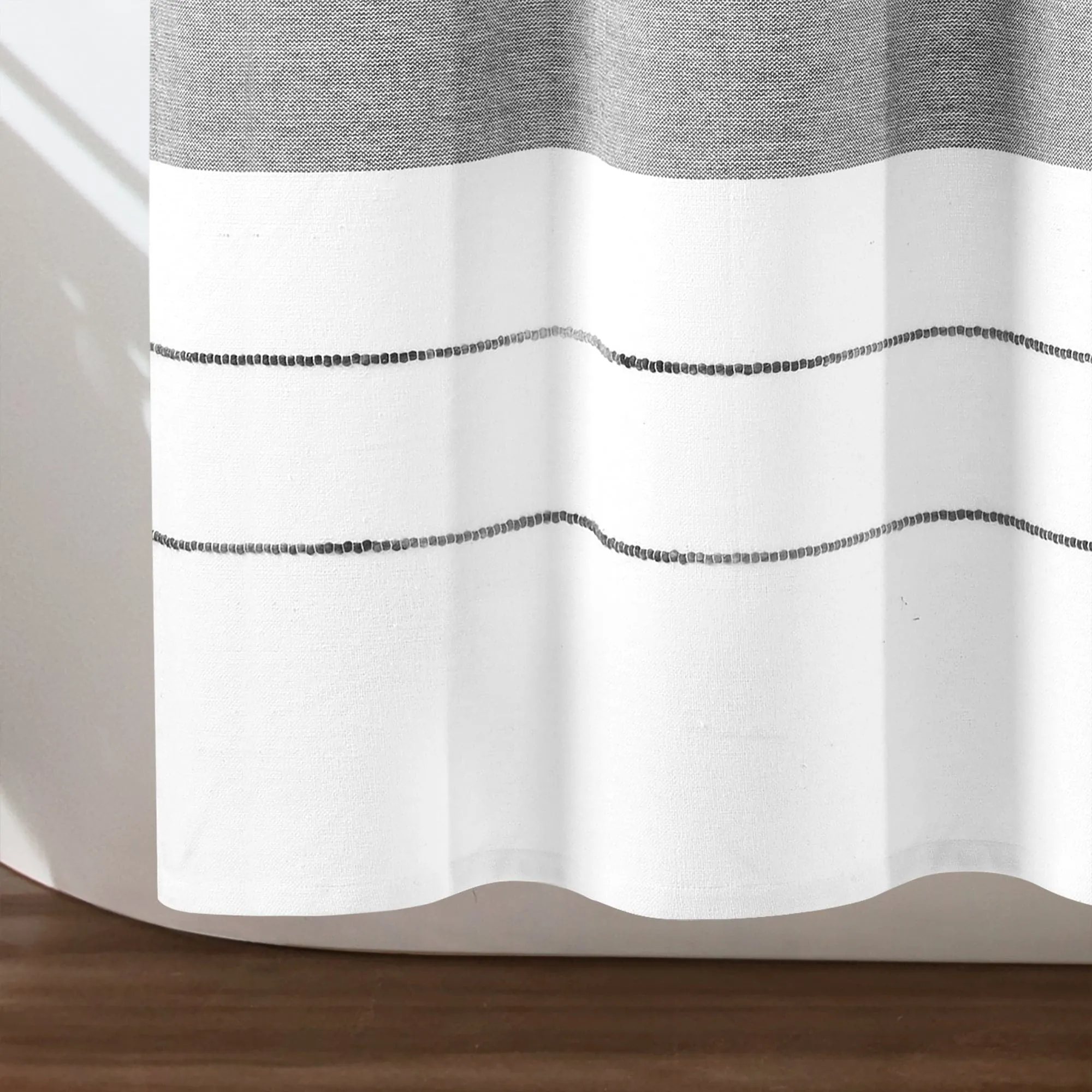 Chic Stripe Yarn Dyed Eco-Friendly Recycled Cotton Blend Shower Curtain