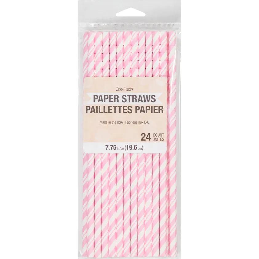 Classic Pink Striped Paper Straws (144 Straws)