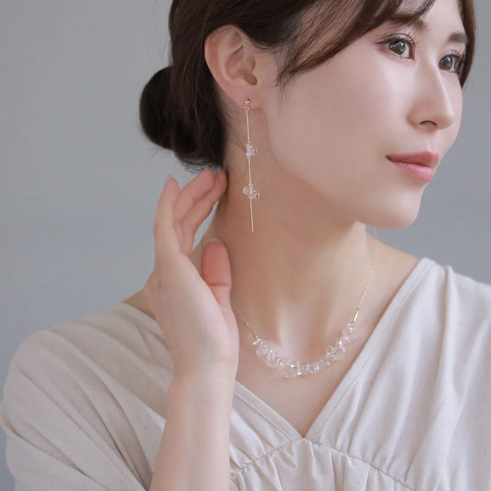 Clear Beaded Long Linear Earrings