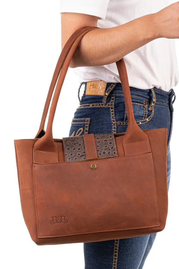 Cognac With Dark Ostrich Contrast Bit Bag SMALL