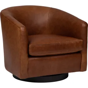 Coltrane Leather Swivel Chair, Laguna Cognac