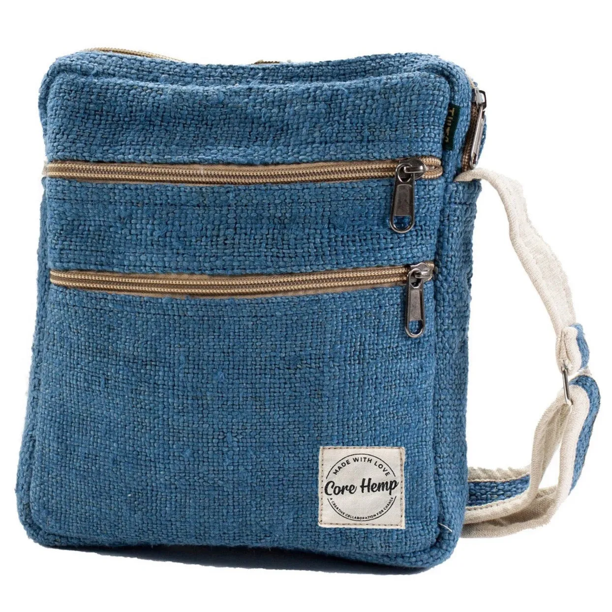 Core Hemp Multi Pocket Crossbody Purse - Himal Blue