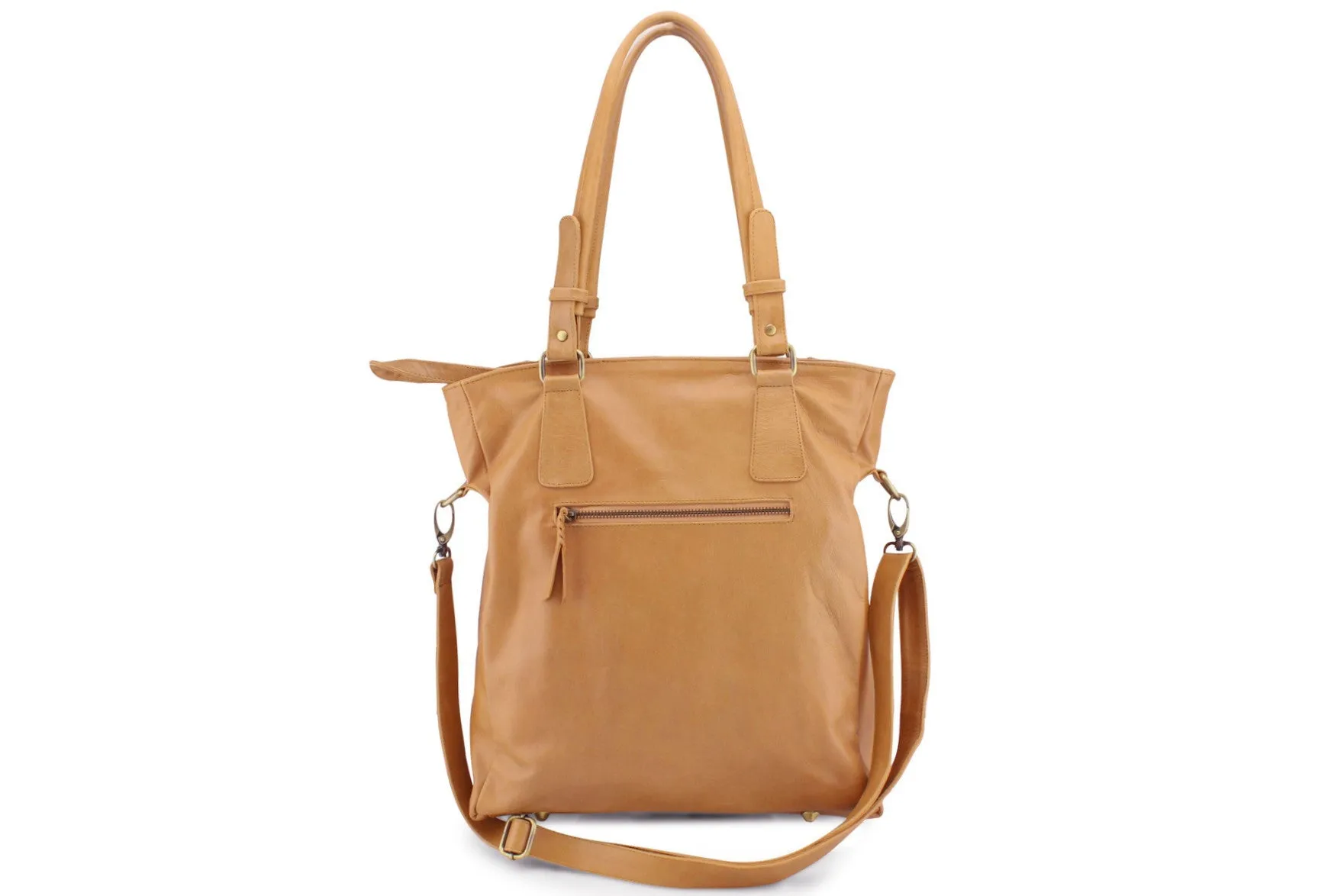 DANIELLE LEATHER HANDBAG IN TAN