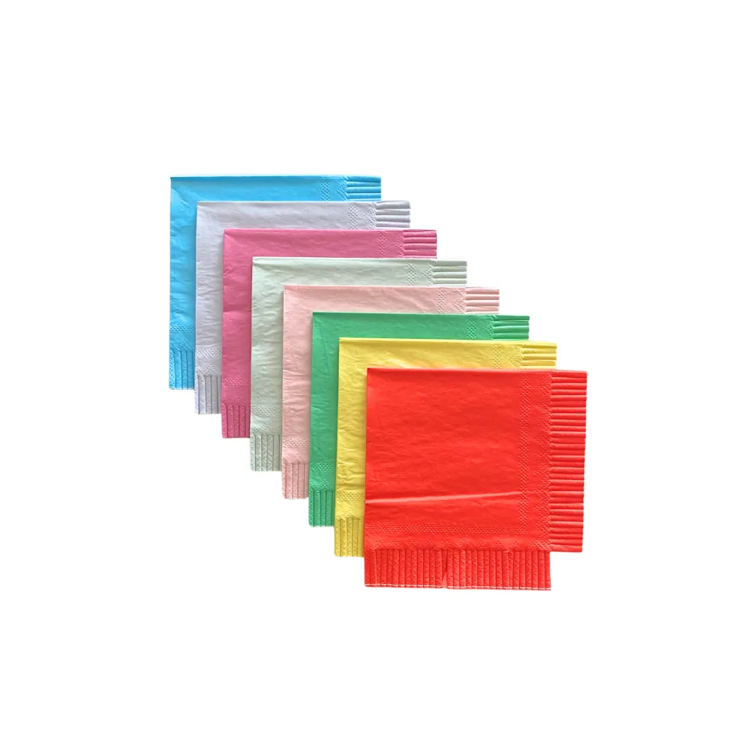 Eco Bright Mix Fringed Small Napkins - Pack of 16