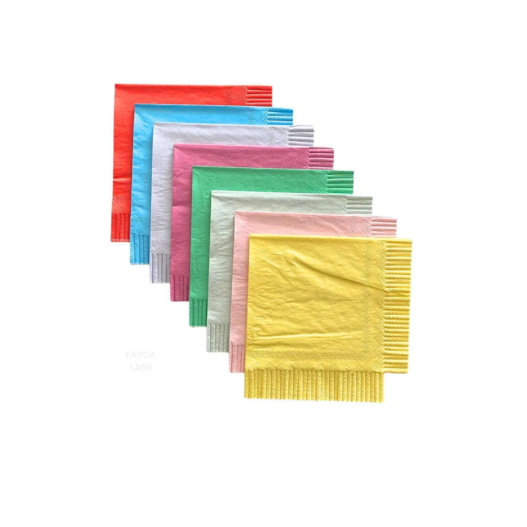 Eco Bright Mix Fringed Small Napkins - Pack of 16