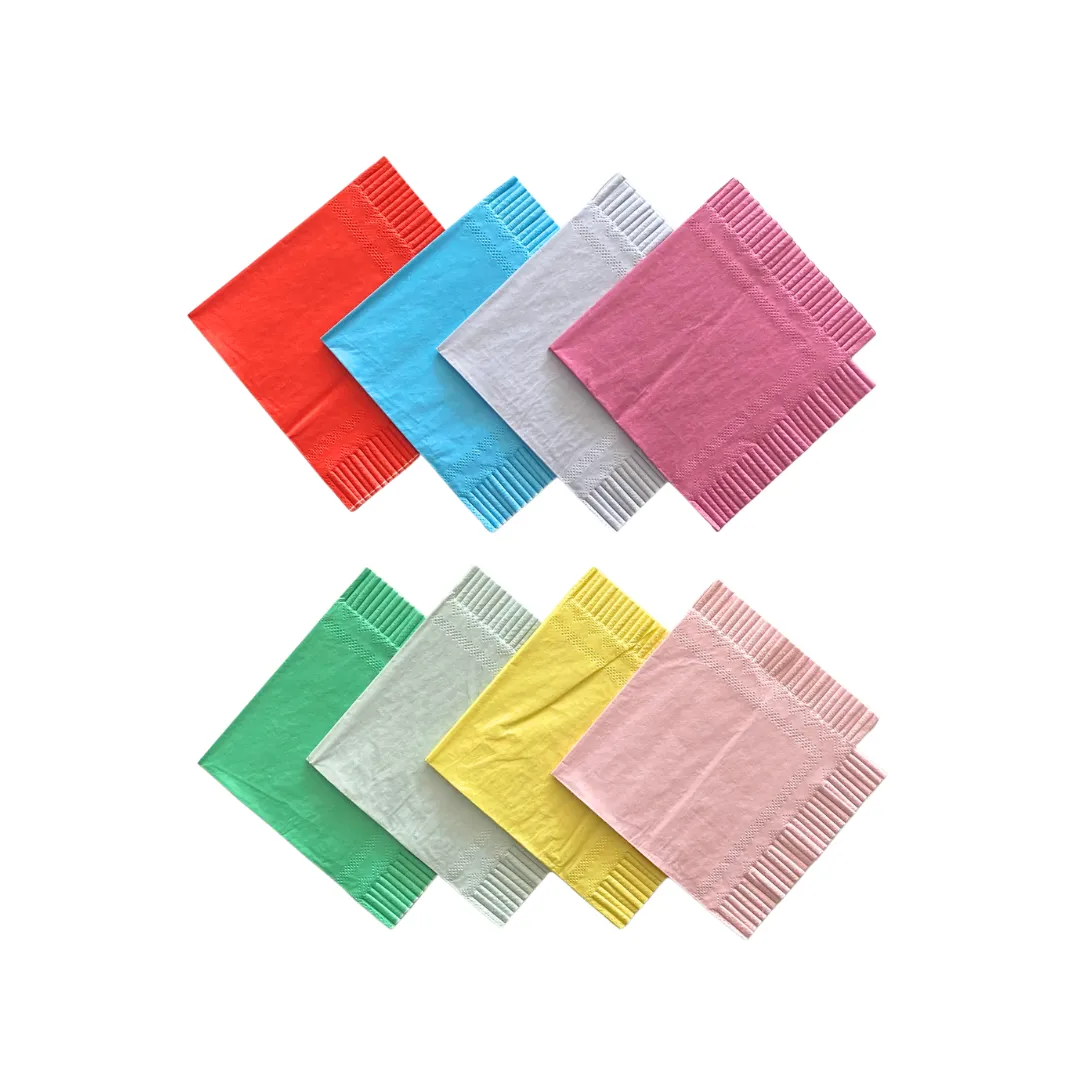 Eco Bright Mix Fringed Small Napkins - Pack of 16