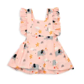 Elephant Ruffled Apron Dress   Bloomer Set