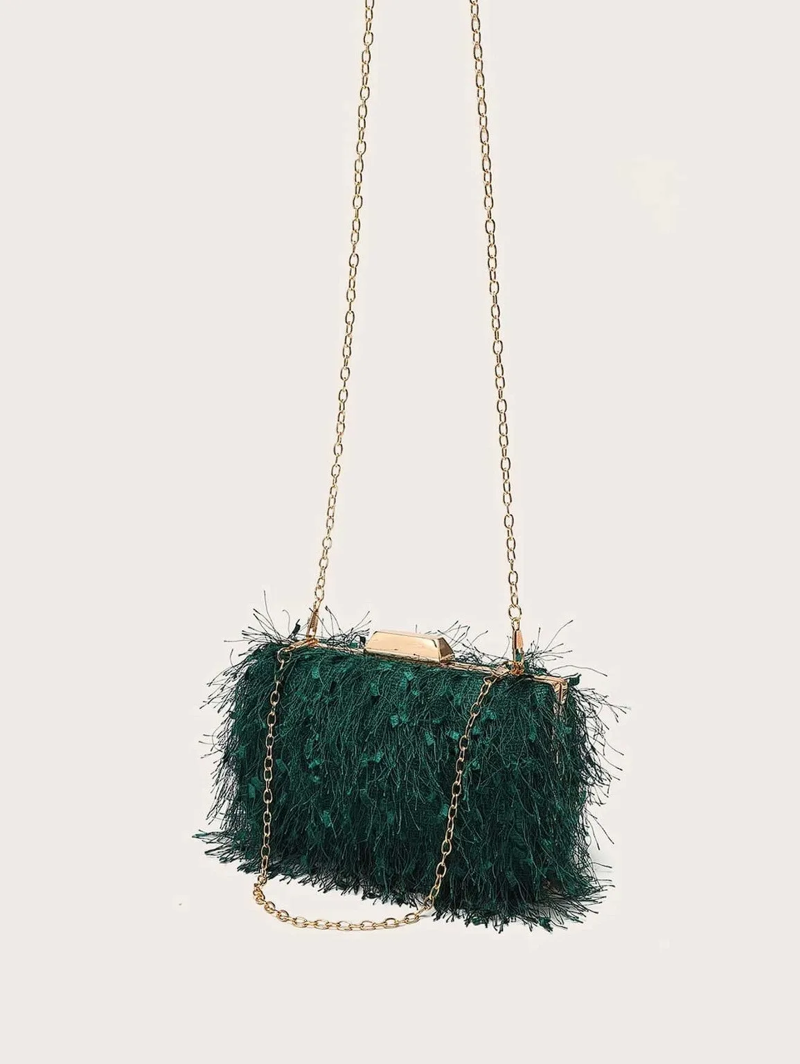 Ellie Fringe Clutch Green