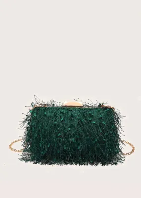 Ellie Fringe Clutch Green