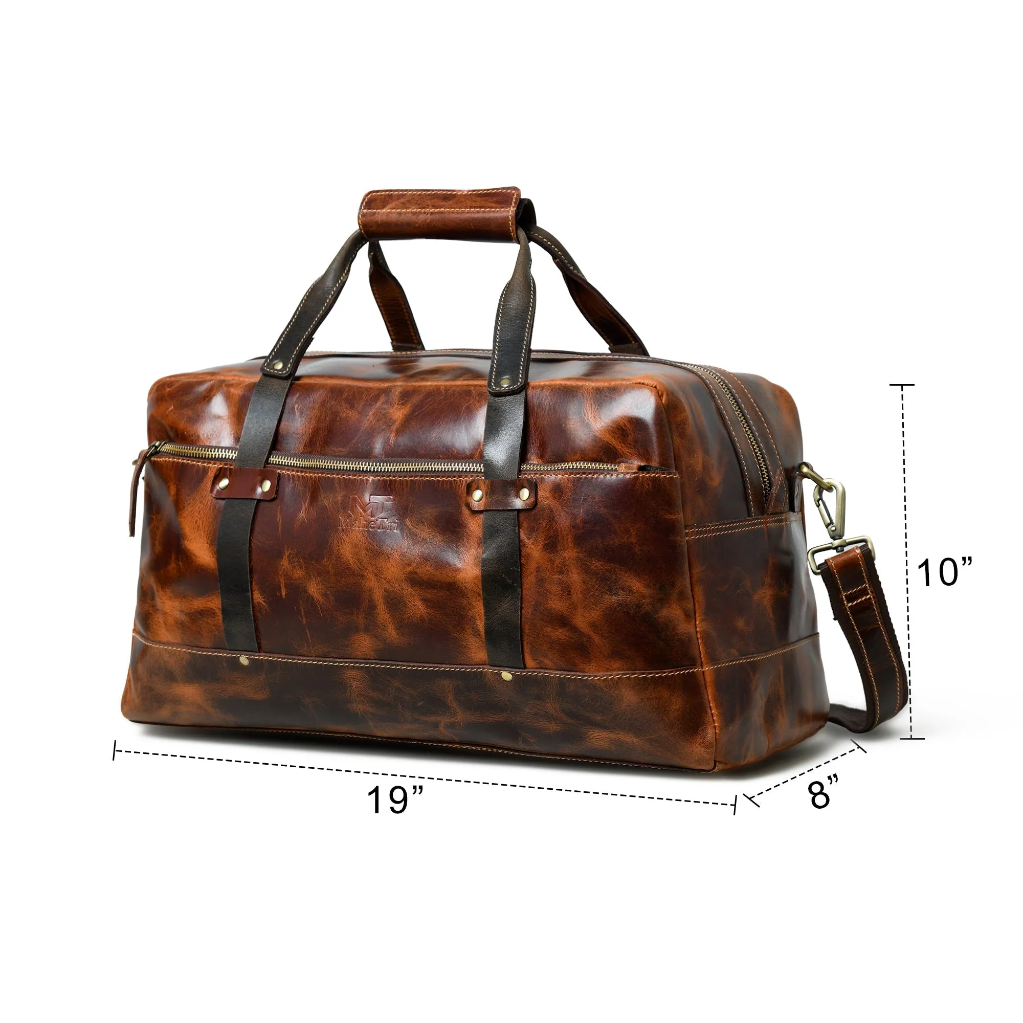 Espresso Elegance Carry on Duffle, Saddle Tan