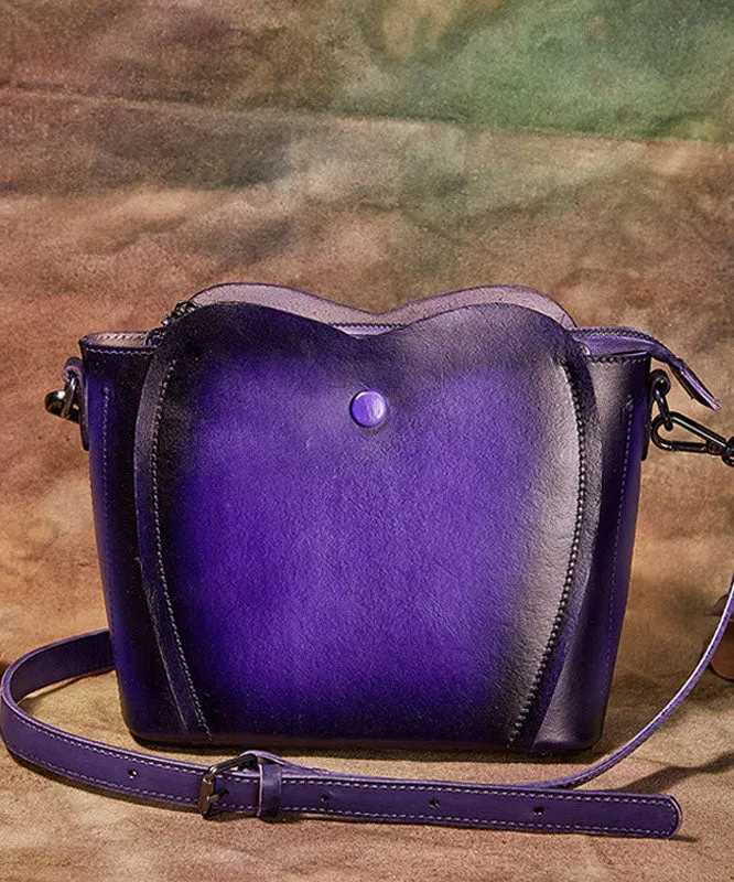 Fine Purple Rub color Paitings Calf Leather Messenger Bag