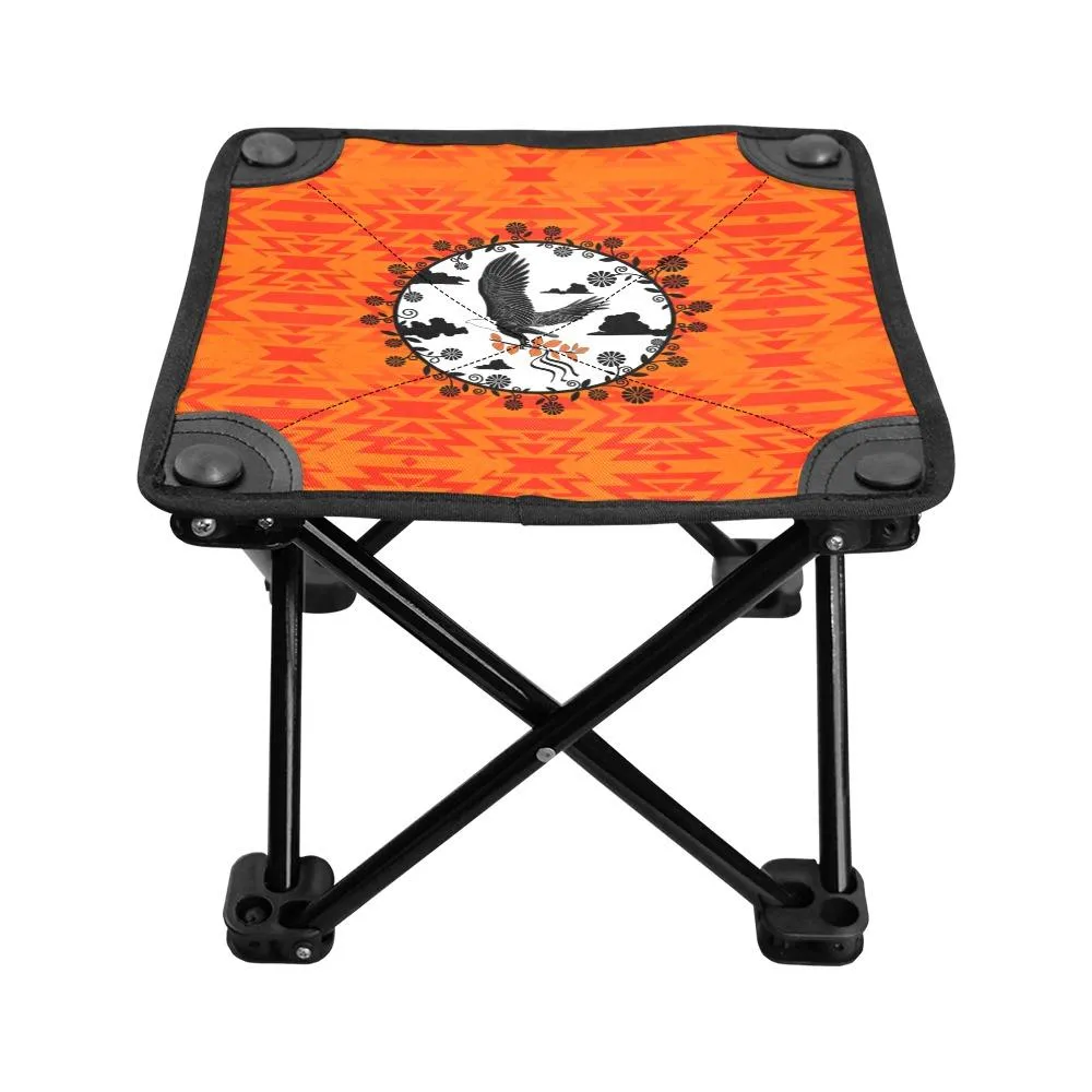 Fire Colors and Turquoise Orange Carrying Their Prayers Folding Fishing Stool