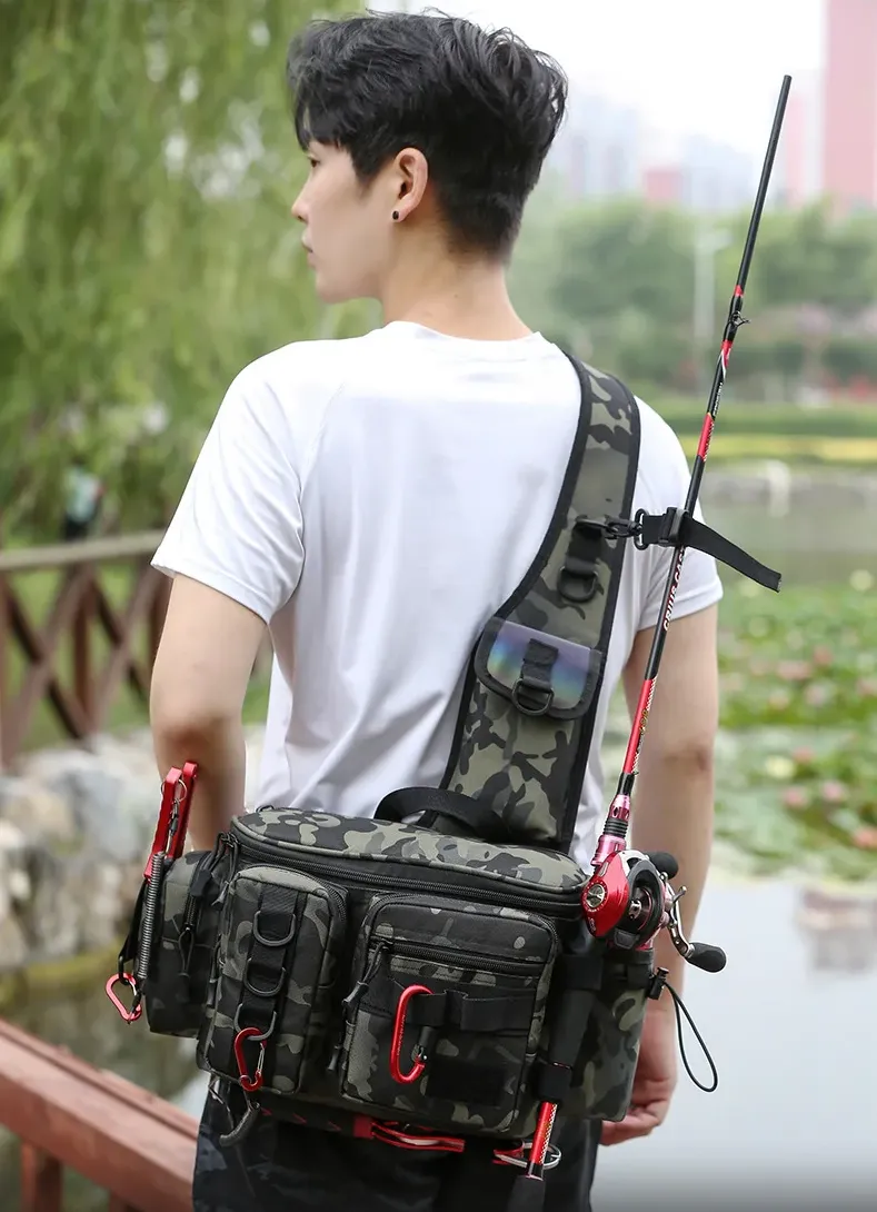 Fishing and Outdoor Multifunctional Waist Pack with Shoulders Straps Support