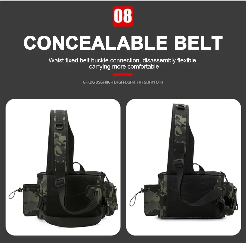 Fishing and Outdoor Multifunctional Waist Pack with Shoulders Straps Support