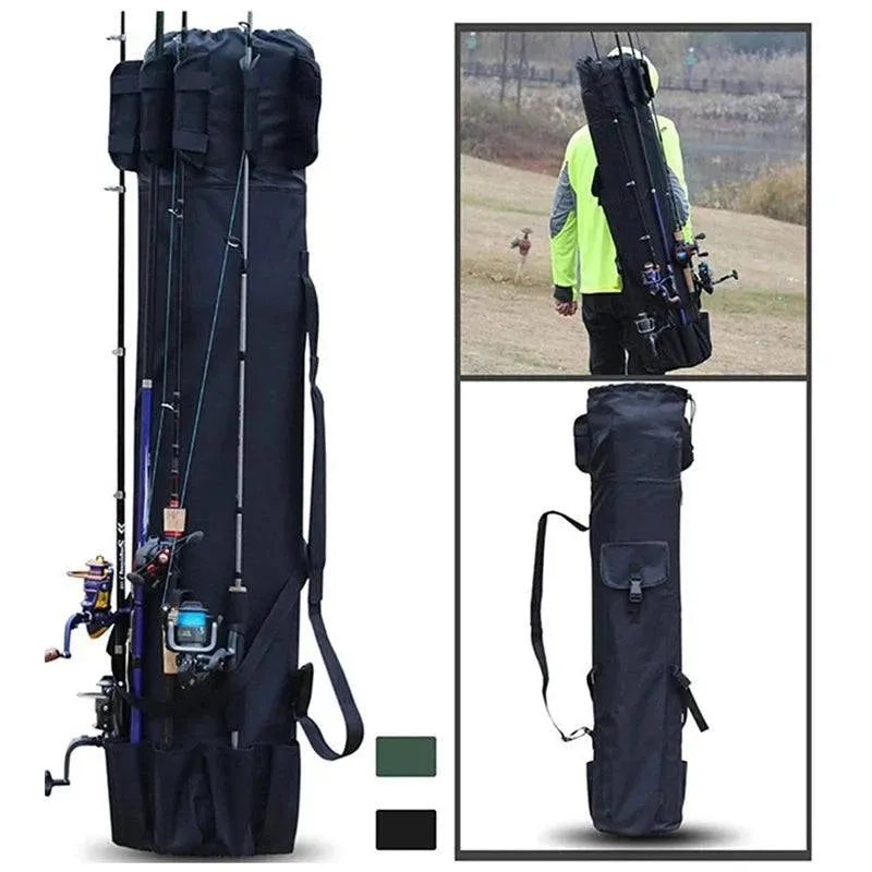 Fishing Bag Portable Folding Fishing Rod Reel Bag Fishing Pole Gear Tackle Tool Carry Case Carrier Travel Storage Bag Organizer