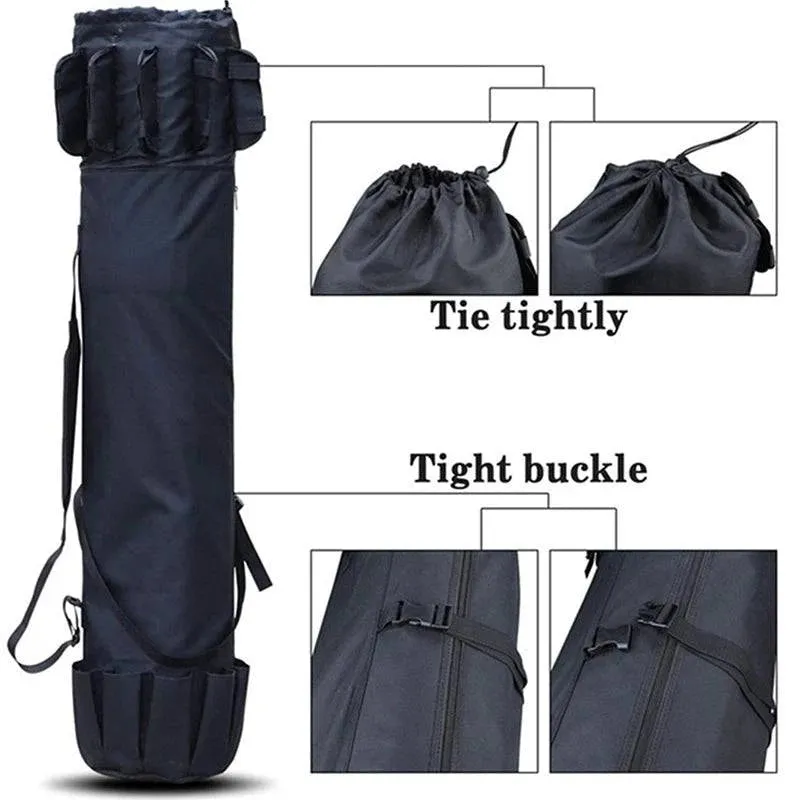 Fishing Bag Portable Folding Fishing Rod Reel Bag Fishing Pole Gear Tackle Tool Carry Case Carrier Travel Storage Bag Organizer